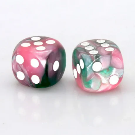 12 piece D6's - Pink and Green Pearlescent