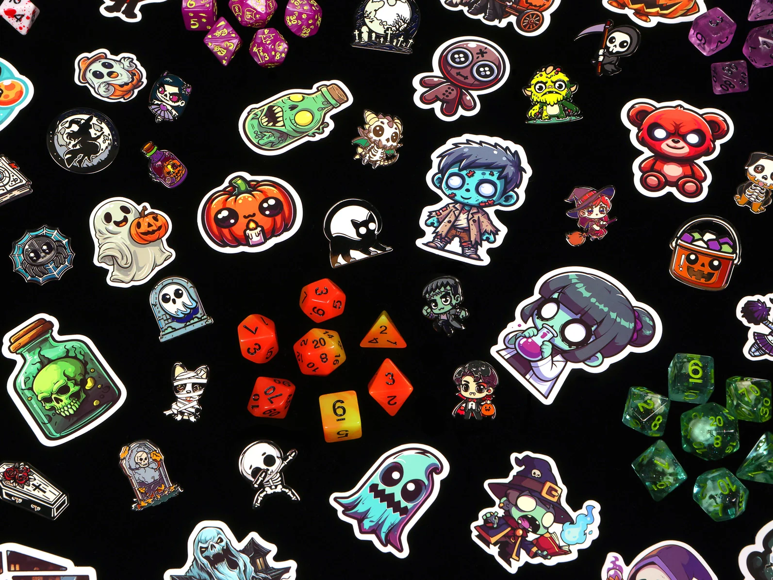 1985 Games: Fright Night Mystery Dice – Spooky Dice, Pin and Sticker Blind Bag - Image 2