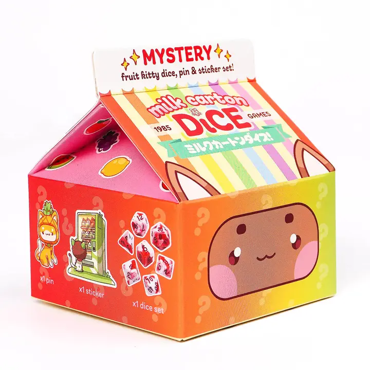 1985 Games: Milk Carton Mystery Dice Different Fruit Kawaii Cats Blind Box