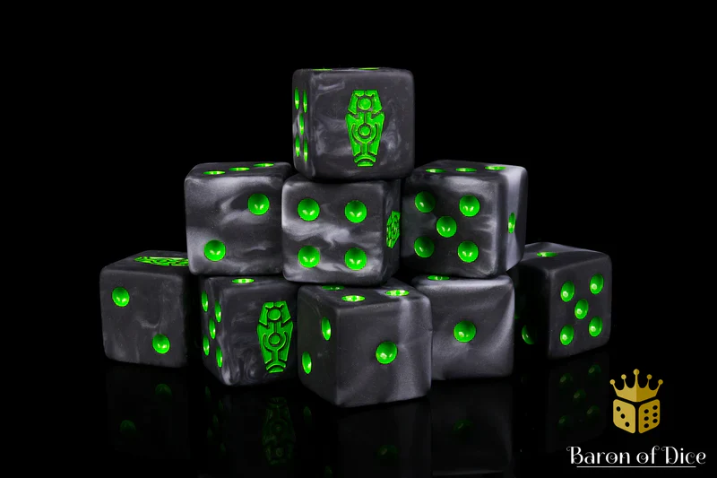 Barron of Dice: Day of The Dead Dice - Green Coffin - Image 2