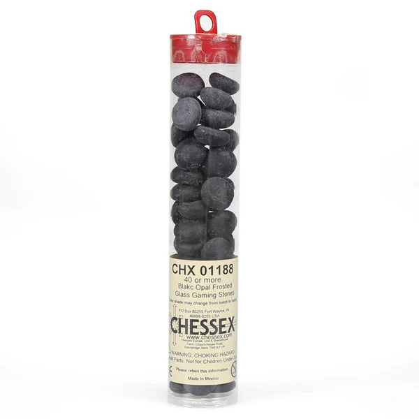 Chessex Black Opal Frosted Glass Stones in 5.5` Tube