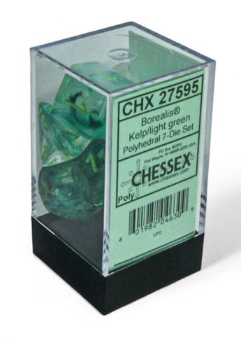 Chessex Borealis: Polyhedral Kelp/light green Luminary 7-Die Set