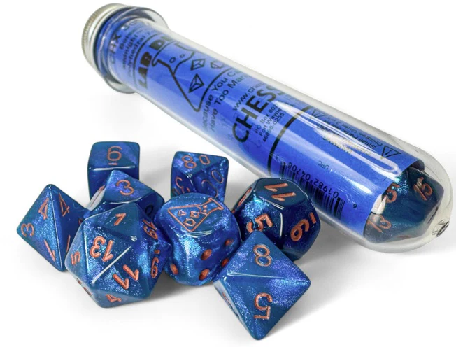 Chessex Lab Dice 9: Borealis Midnight/copper Polyhedral 7-Die Set (with bonus die)