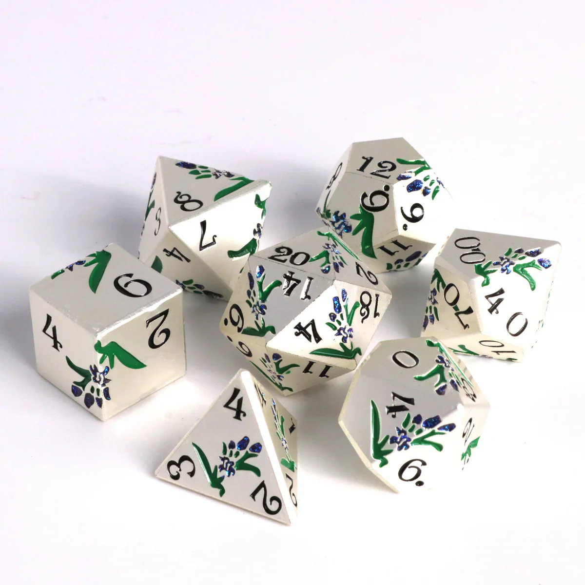 Die Hard Dice 7pc RPG Set - Bloomvale Silver w/ Blue
