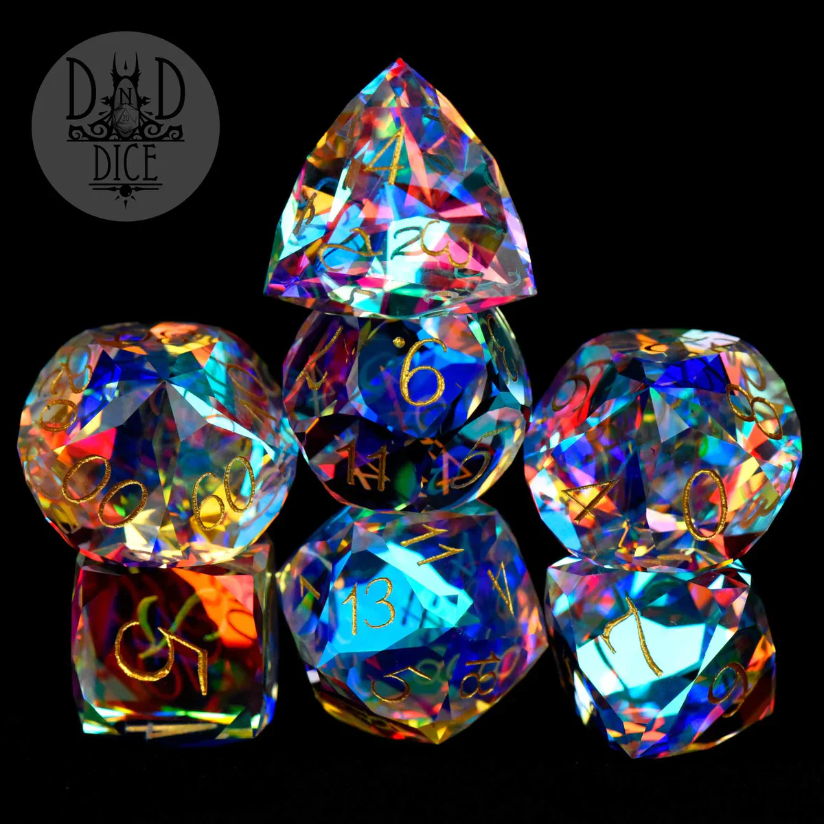 DND Dice Gem Cut Prism Poly 7 Set (Gift Box)