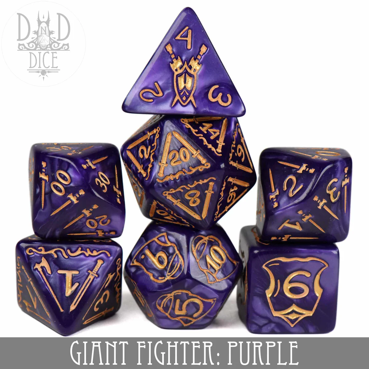 DND Dice Oversized Poly 7 Set: Giant Fighter Purple