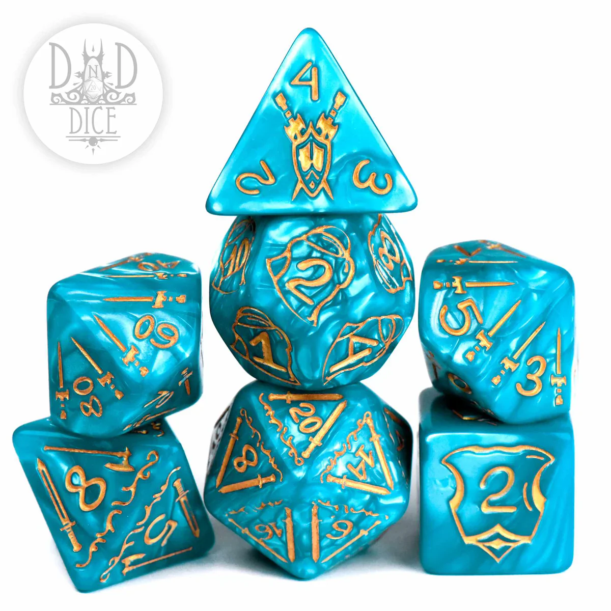 DND Dice Oversized Poly 7 Set: Giant Fighter Teal