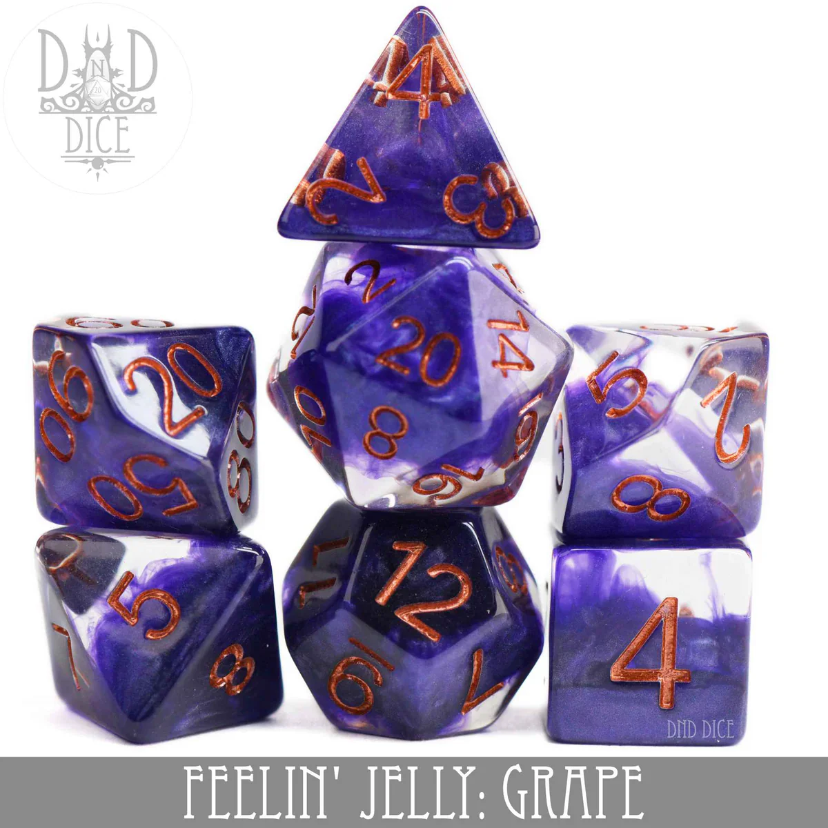 DND Dice Poly 7 Dice Set: Feelin' Jelly Grape