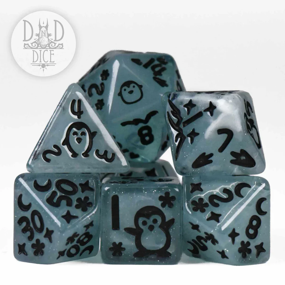 DND Dice Poly 7 Dice Set: Penguin Pals