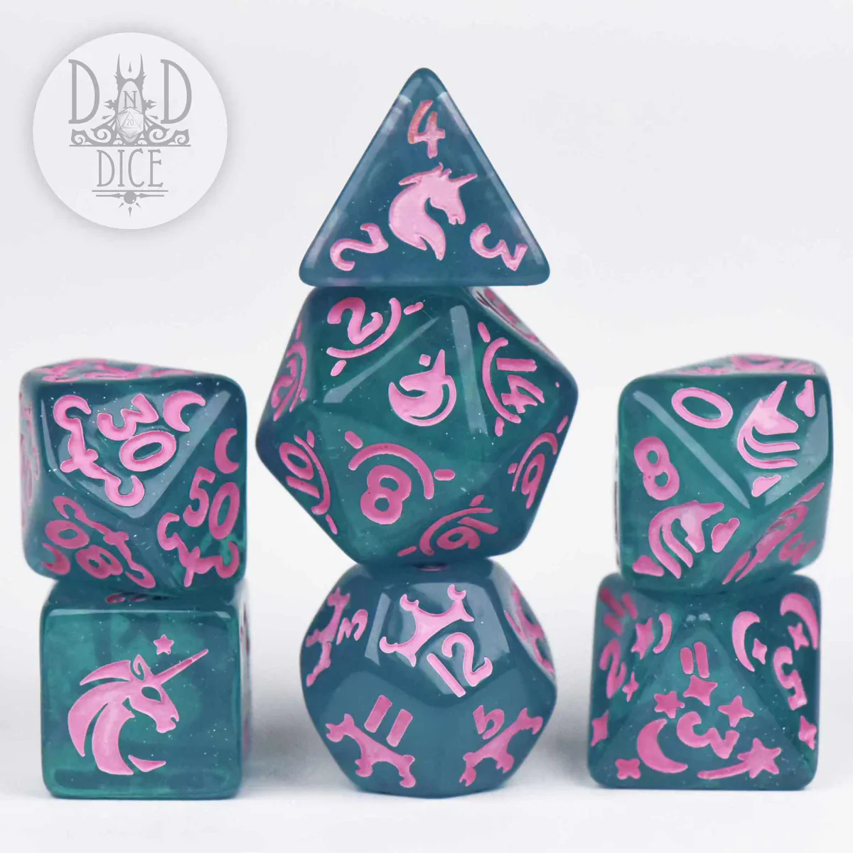 DND Dice Poly 7 Dice Set: Unicorn Princess