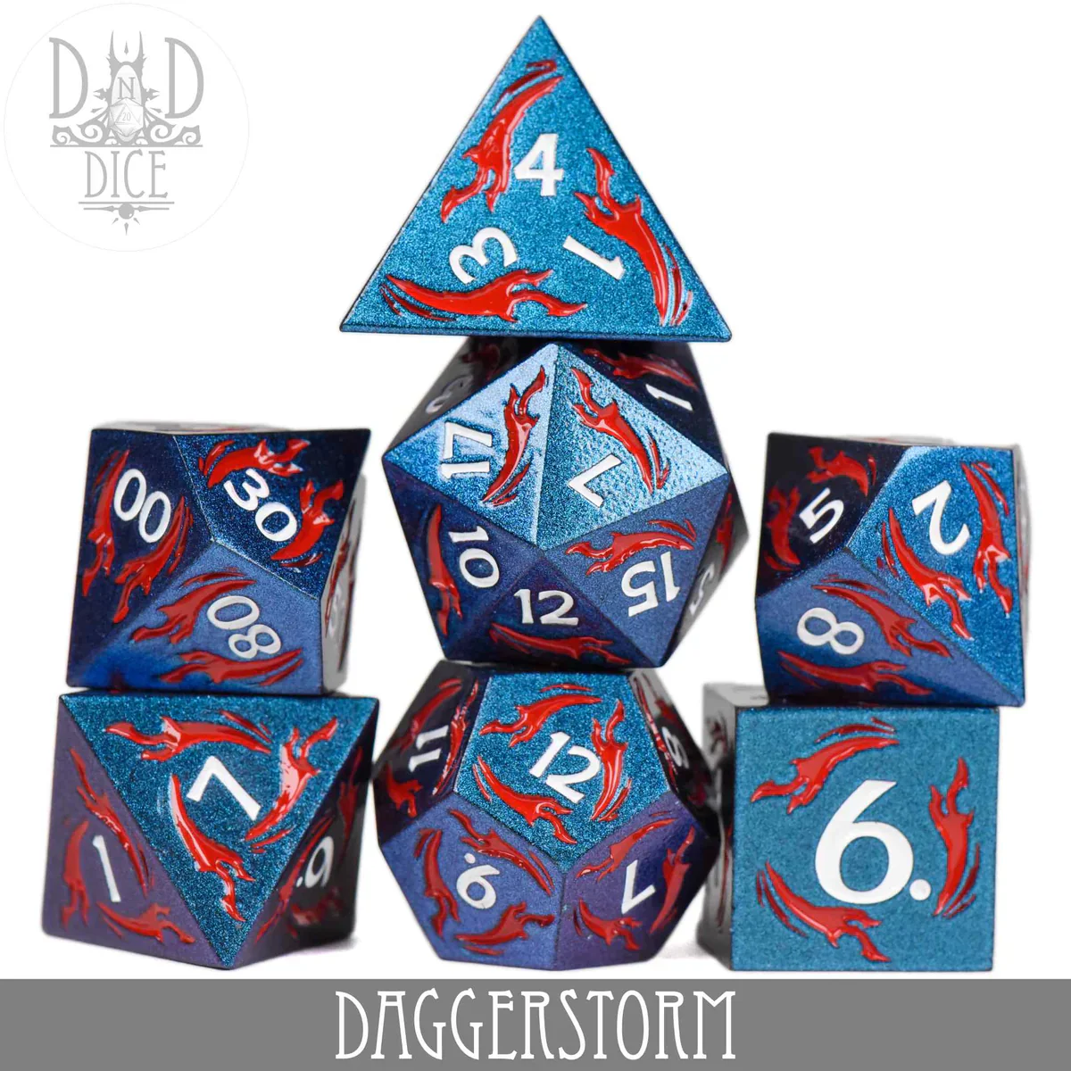 DND Dice Poly 7 Metal Dice Set: Daggerstorm