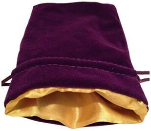 FanRoll Large Purple Velvet Dice Bag with Gold Satin Lining