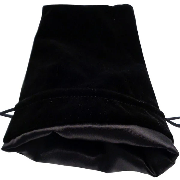 FanRoll Large Black Velvet Dice Bag with Black Satin Lining
