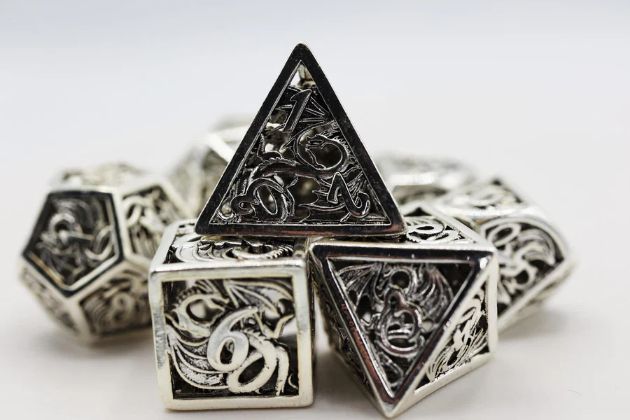 Foam Brain Dragon Essence: Mithril Hollow Metal RPG Dice Set