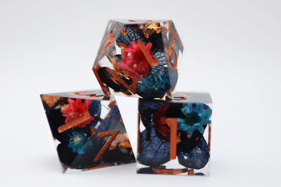 Foam Brain Efflorescent Petals Sharp Edge Resin Poly 7 Dice Set