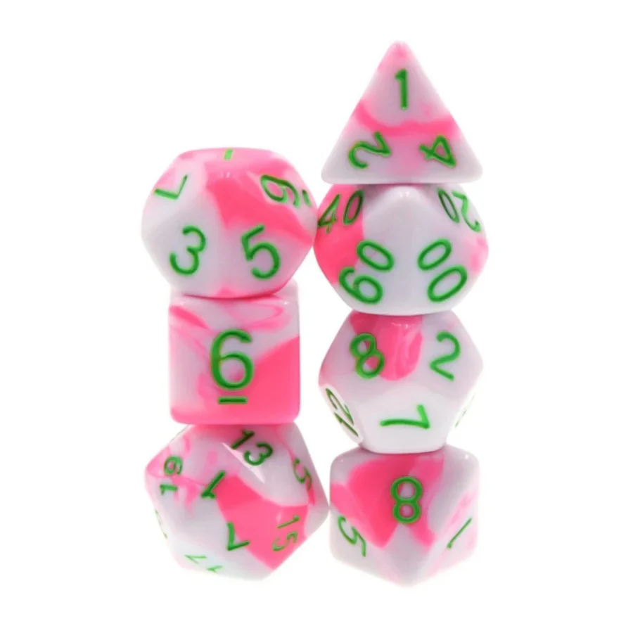 Foam Brain Pink Flamingo Poly 7 Dice Set