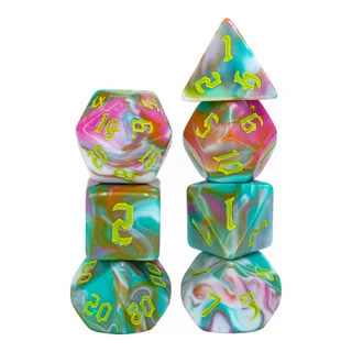 Foam Brain Teal Sunrise Poly 7 Dice Set