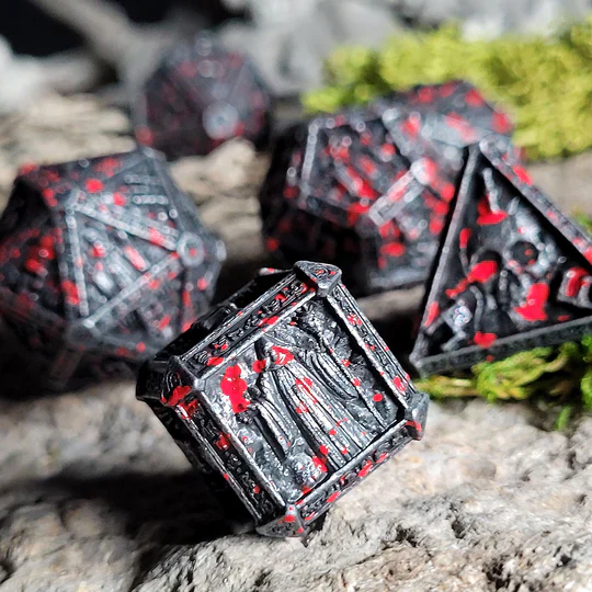 Forged Gaming Cryptic Reliquary Silver Blood Metal Poly 7 Dice Set - Image 2
