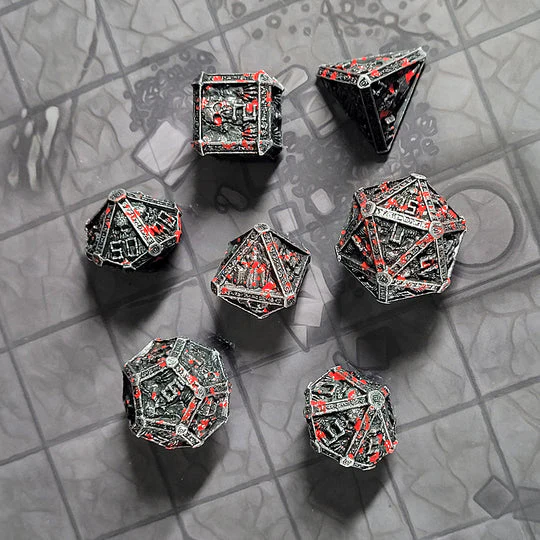 Forged Gaming Cryptic Reliquary Silver Blood Metal Poly 7 Dice Set - Image 3