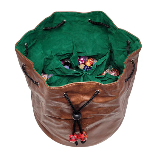 Forged Gaming Pouch of the Endless Hoard Dice Bag Brown with Green