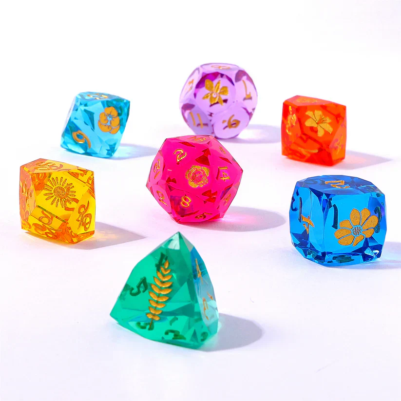 HYMGHO - Captured Magic Luster Cut Resin Dice Set - Bouquet of Dice