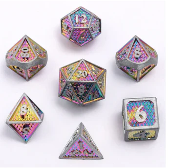 HYMGHO -Solid Metal Mini Behemoth Dice set - Brushed Rainbow