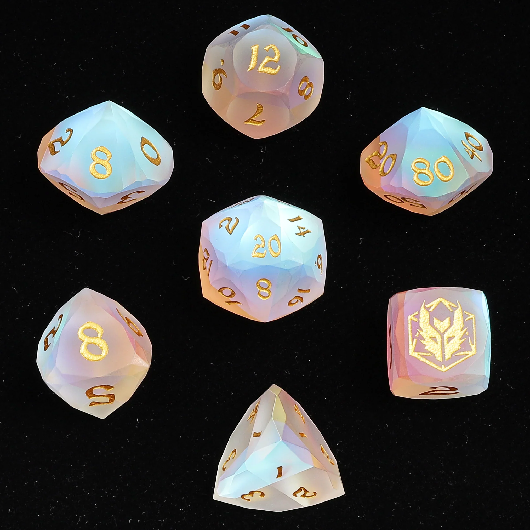 HYMGHO - Dragon's Hoard Luster Cut Dice Set - Frosted Prismatic Crystal