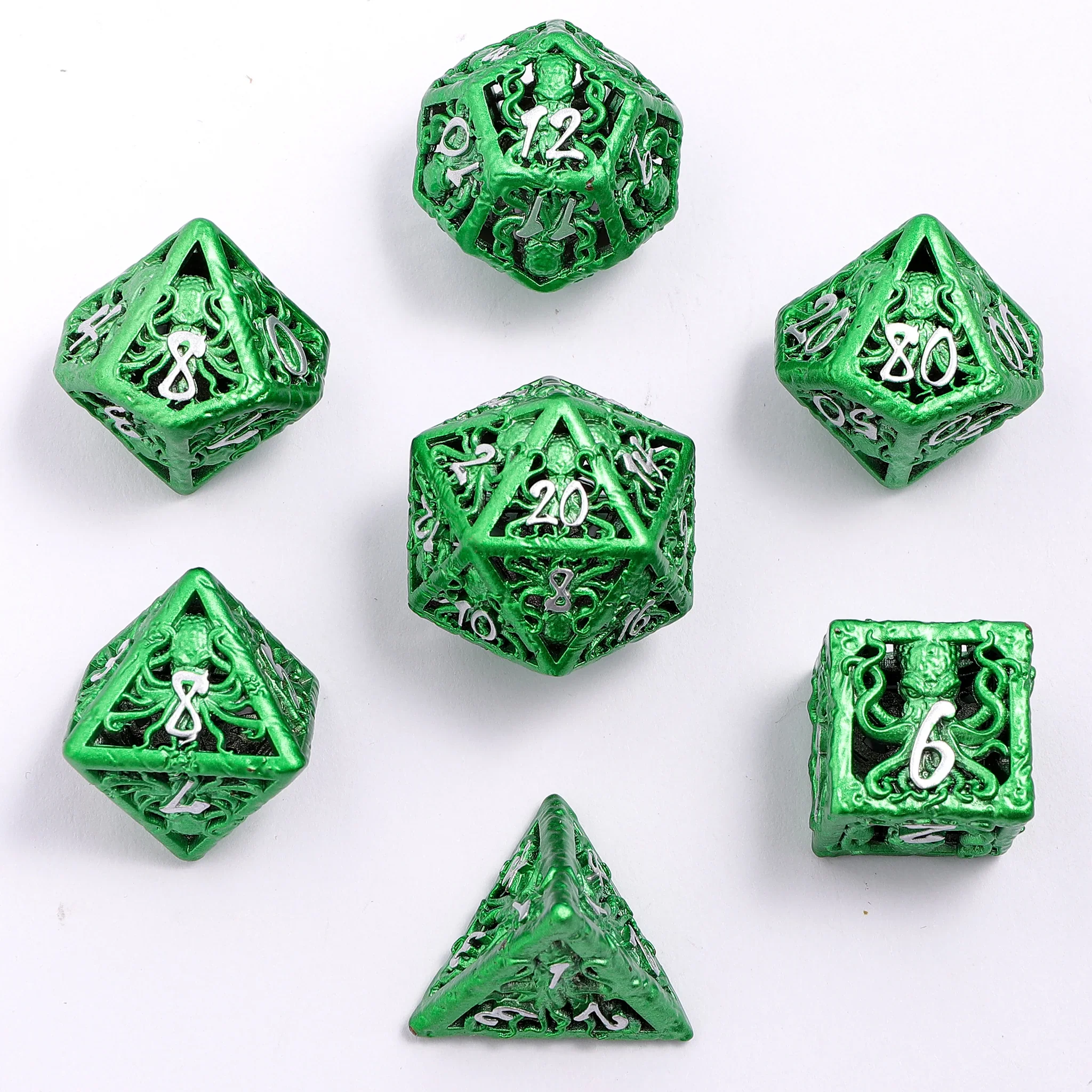 HYMGHO - Hollow Metal Llithids Mind Cage Dice Set - Green