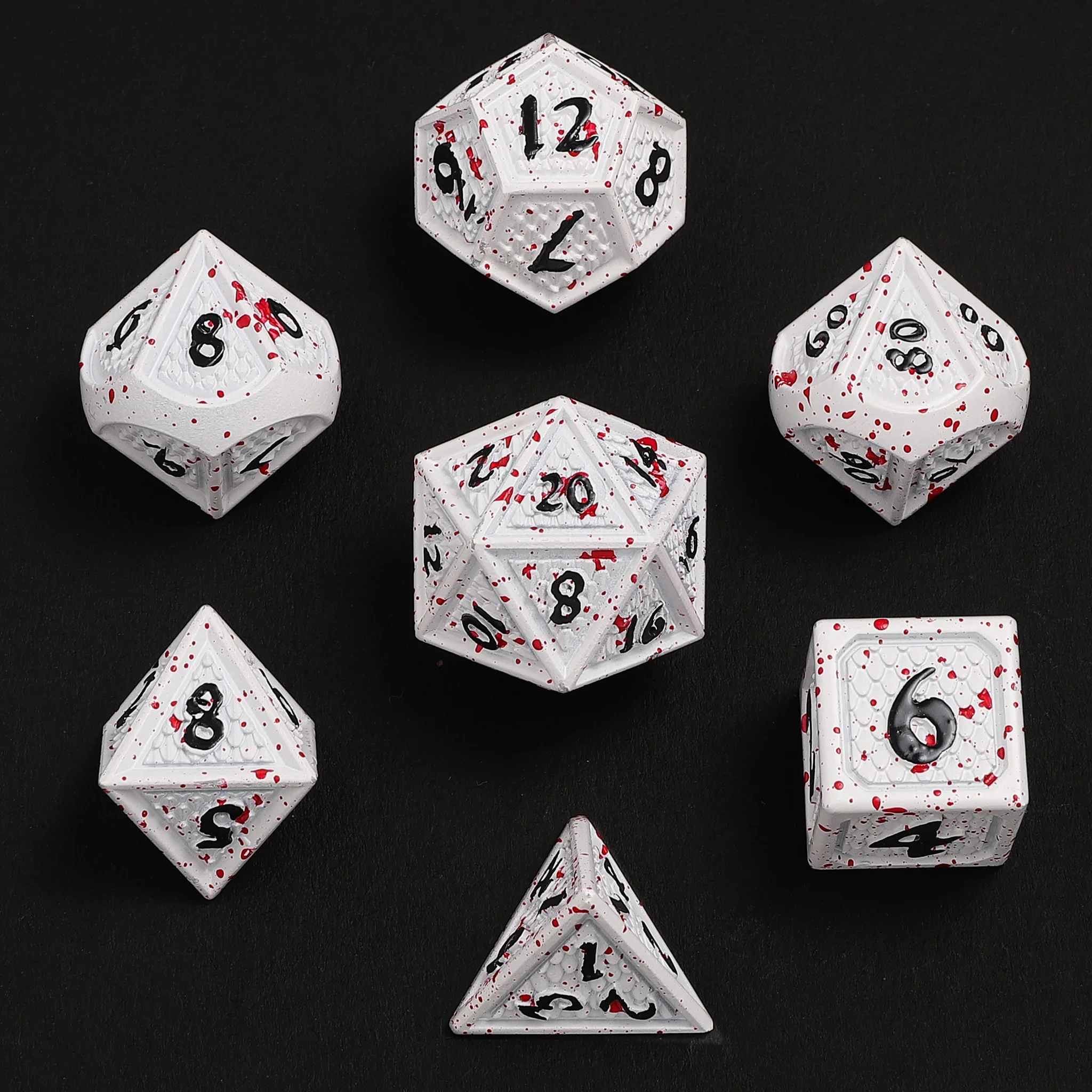 HYMGHO -Solid Metal Behemoth Dice set - Blood Splatter