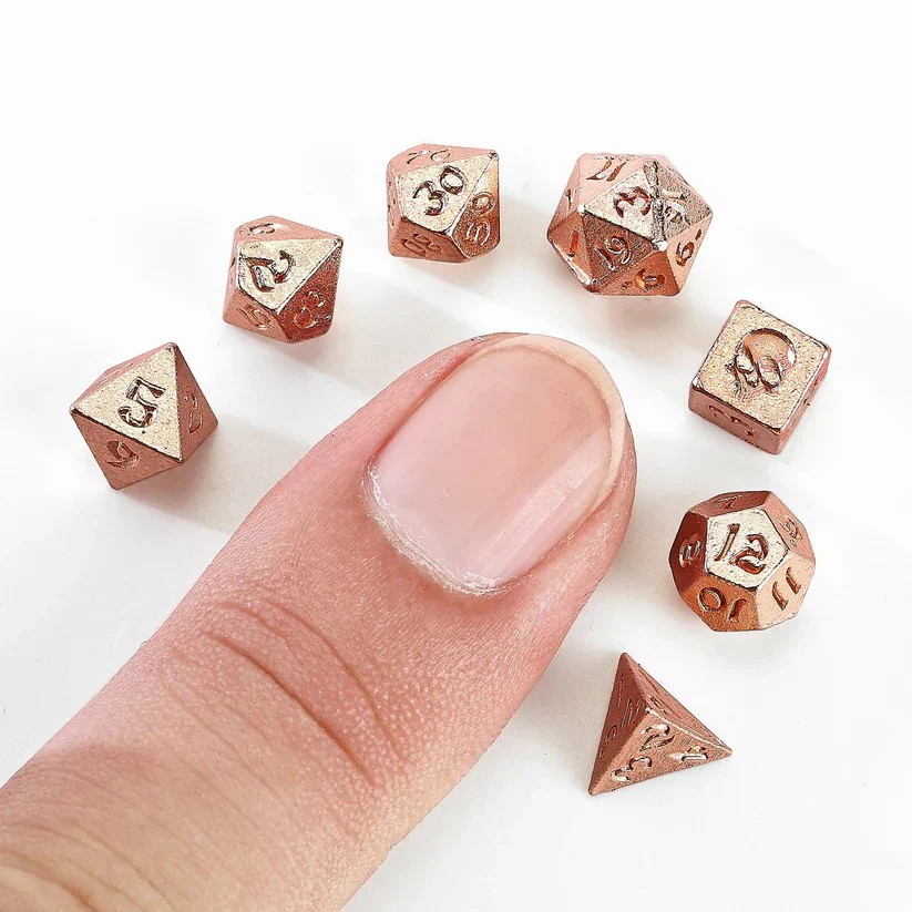 HYMGHO - Unseelie Mini Metal RPG Dice Set - Rose Gold - Image 3