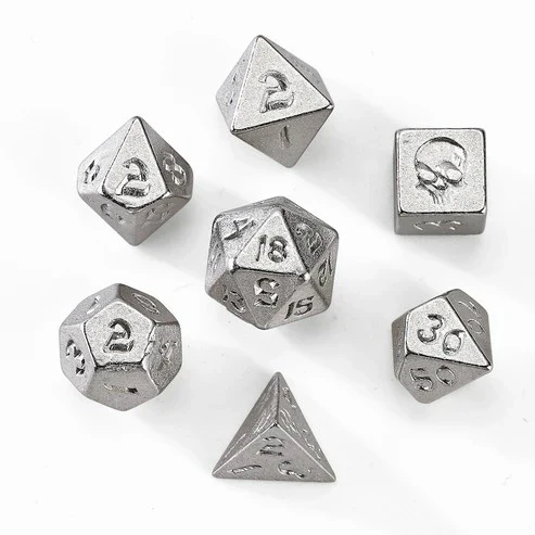 HYMGHO - Unseelie Mini Metal RPG Dice Set - Silver - Image 2