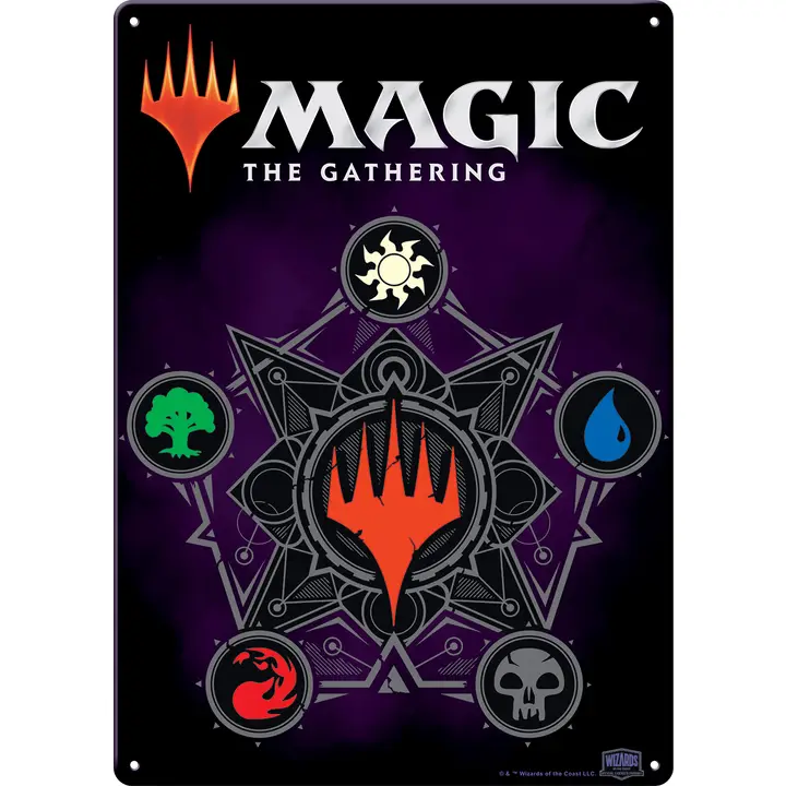 Magic the Gathering Mana Symbols Metal Sign (11.5" X 8.25")