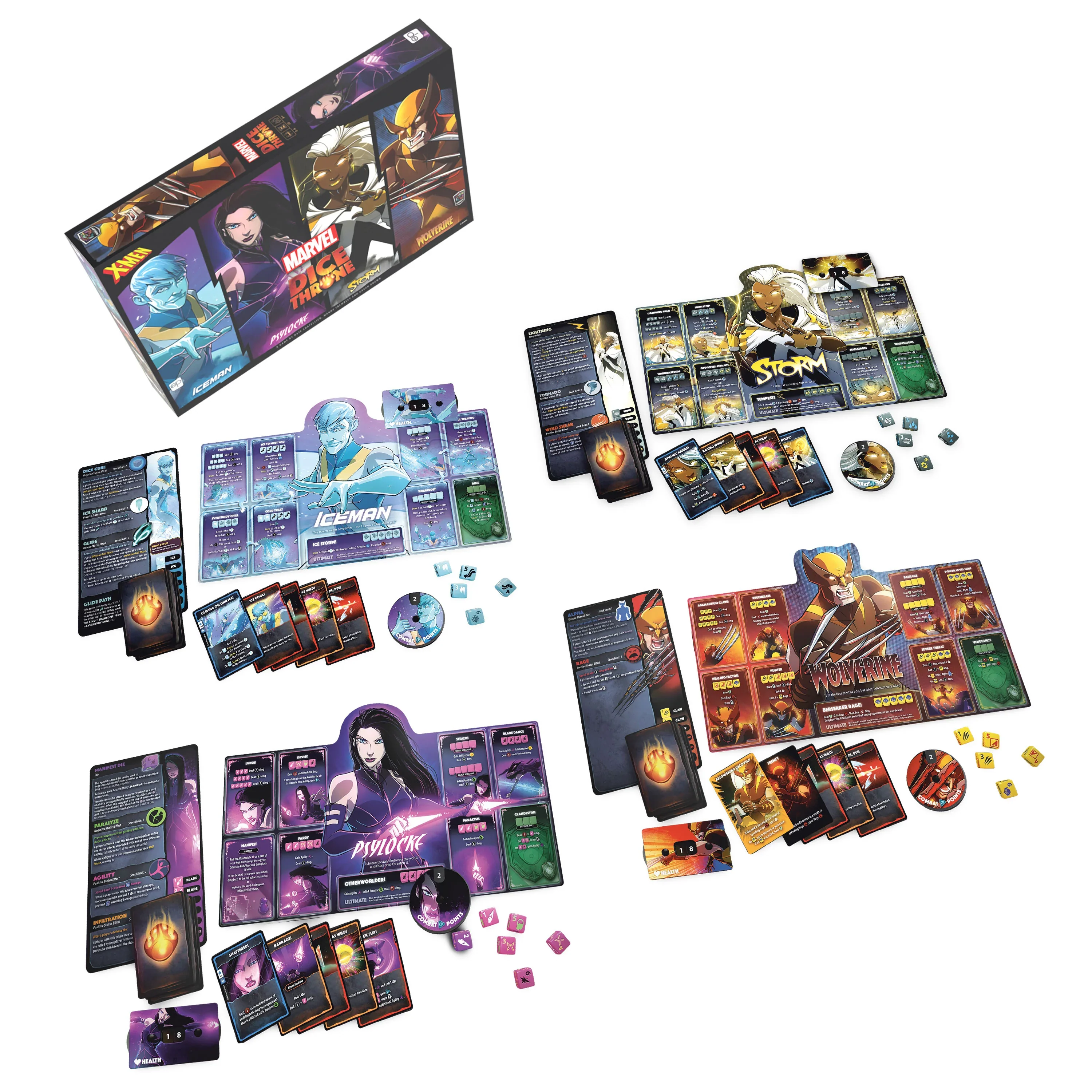 Marvel Dice Throne: X-Men Box 1 Fighters (Iceman, Psylocke, Storm, and Wolverine) - Image 2