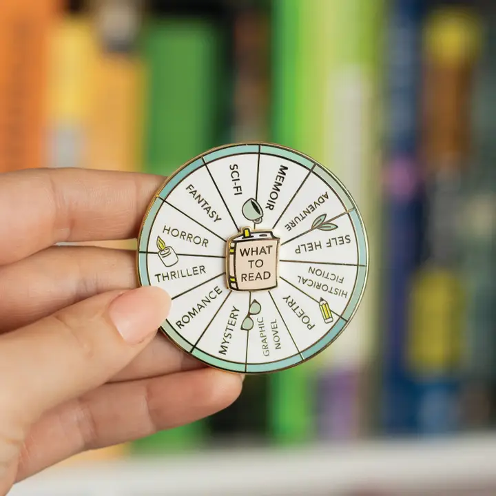 Occasionalish - Spinning What to Read Enamel Pin