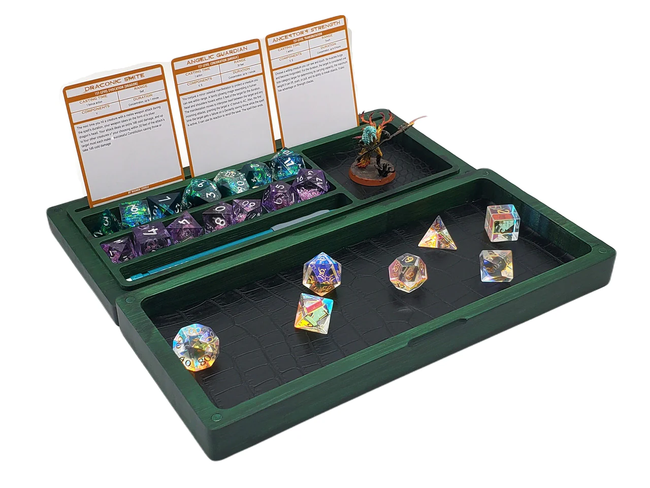 Old School Dice: Dragon's Vault -  Hunter Green - Image 2