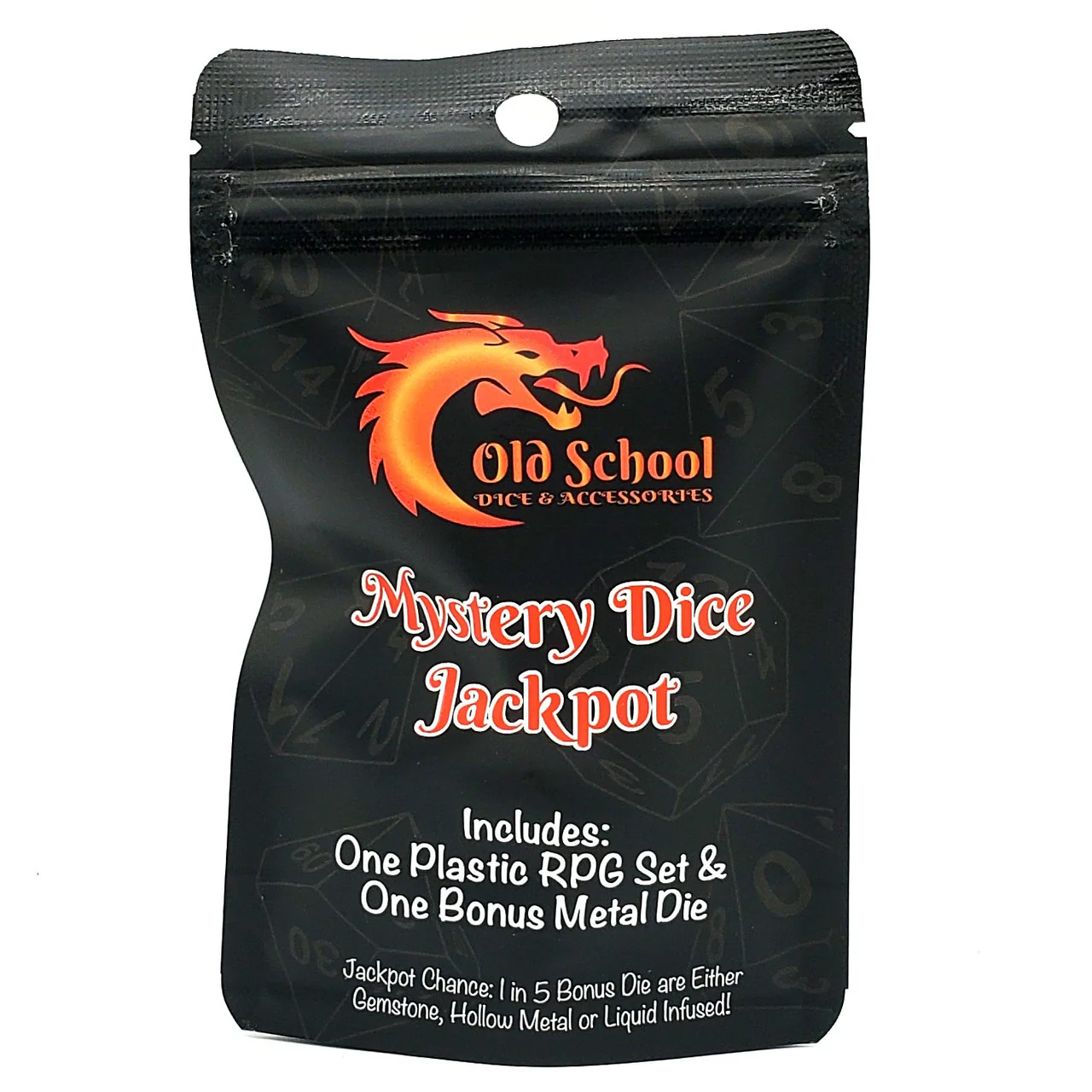 Old School Dice: Mystery Dice Jackpot: 7-Piece Acrylic Set w/ Bonus Metal Die