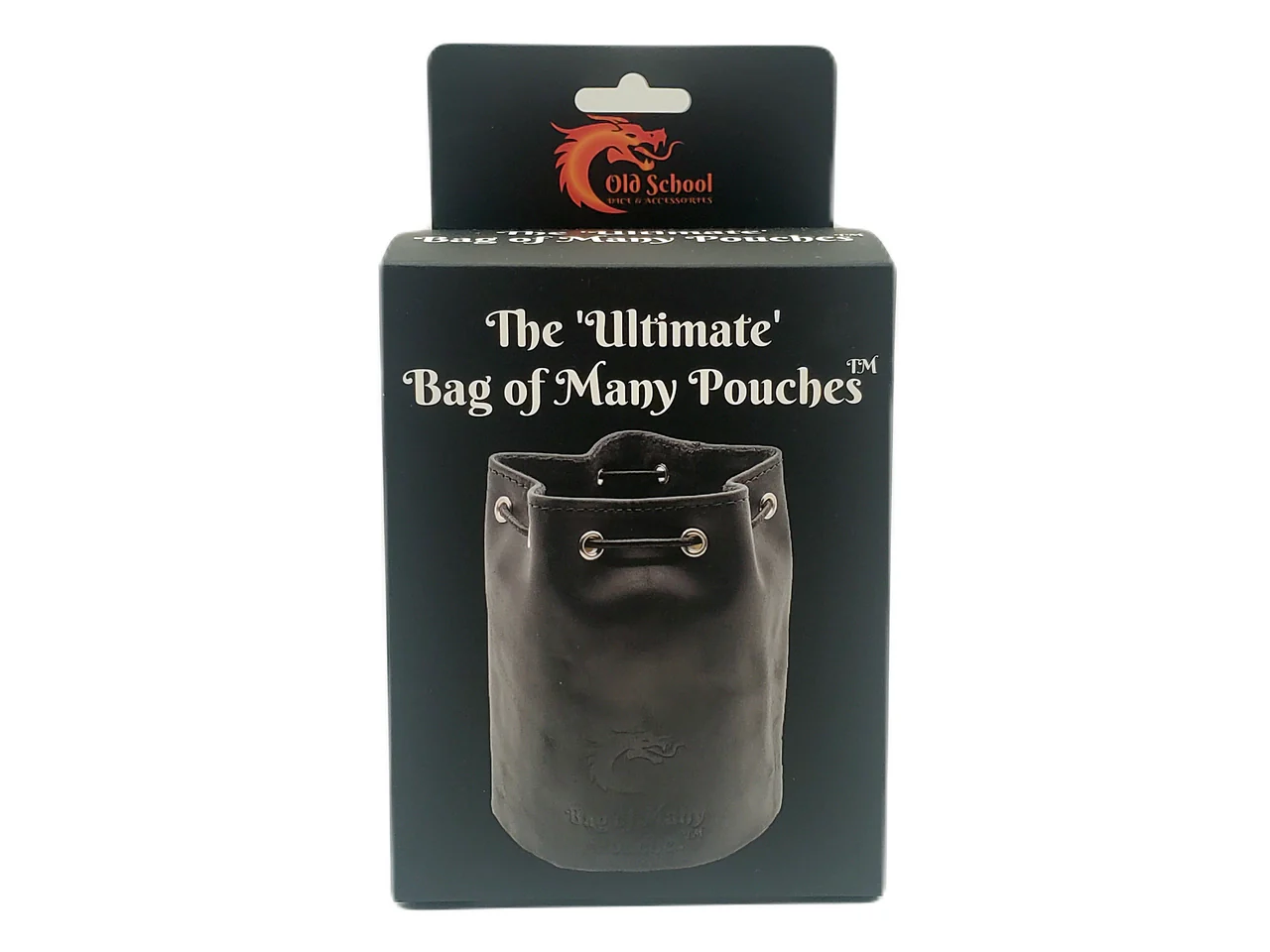 Old School Dice: Ultimate Bag of Many Pouches Dice Bag - Black Leather