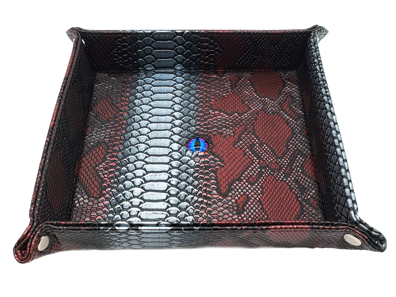Old School Dice Dragon Eye Rolling Tray: Red & Silver