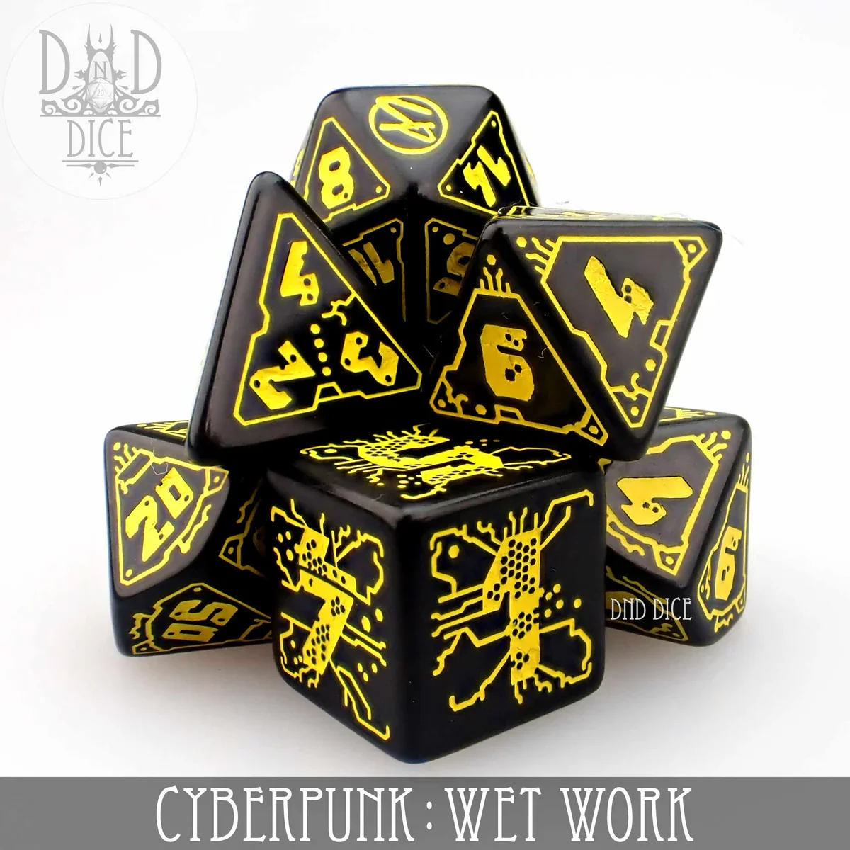 Q Workshop Poly 7 Dice Set: Cyberpunk Wet Work