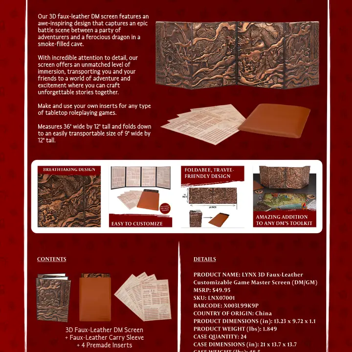 QMDirect 3D Faux-Leather Customizable Game Master Screen (Dm/Gm) - Image 5