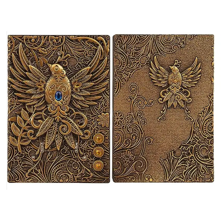 QMDirect 3D Faux-Leather Notebook / Journal - Gold Phoenix - Image 2