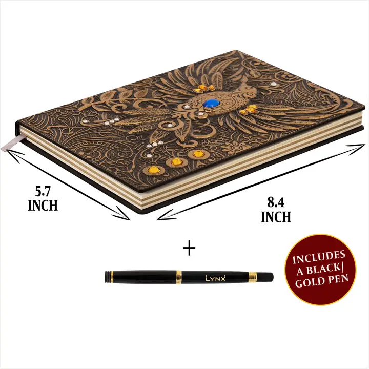QMDirect 3D Faux-Leather Notebook / Journal - Gold Phoenix - Image 3