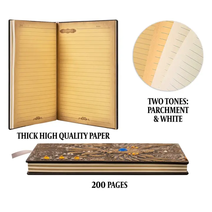 QMDirect 3D Faux-Leather Notebook / Journal - Gold Phoenix - Image 4