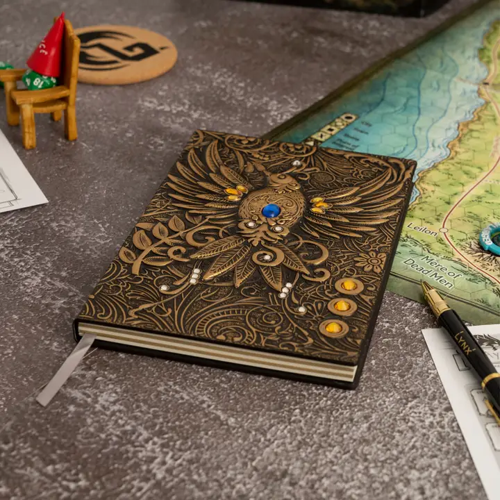 QMDirect 3D Faux-Leather Notebook / Journal - Gold Phoenix - Image 5