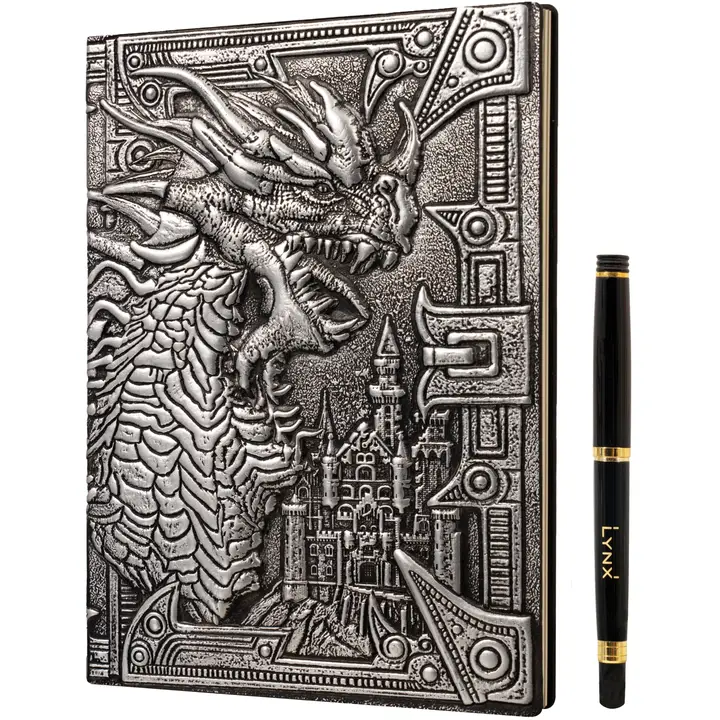 QMDirect 3D Faux-Leather Notebook / Journal - Silver Dragon
