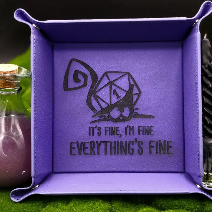 Triangle Treasury: Square Vegan Leatherette Dice Tray - Assorted Colors - Image 4