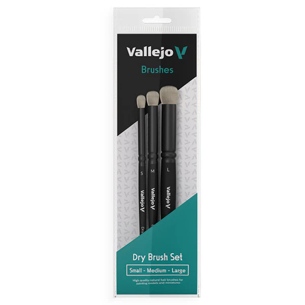 Vallejo Brush Set: Dry Brush: Natural Hair (S, M & L)